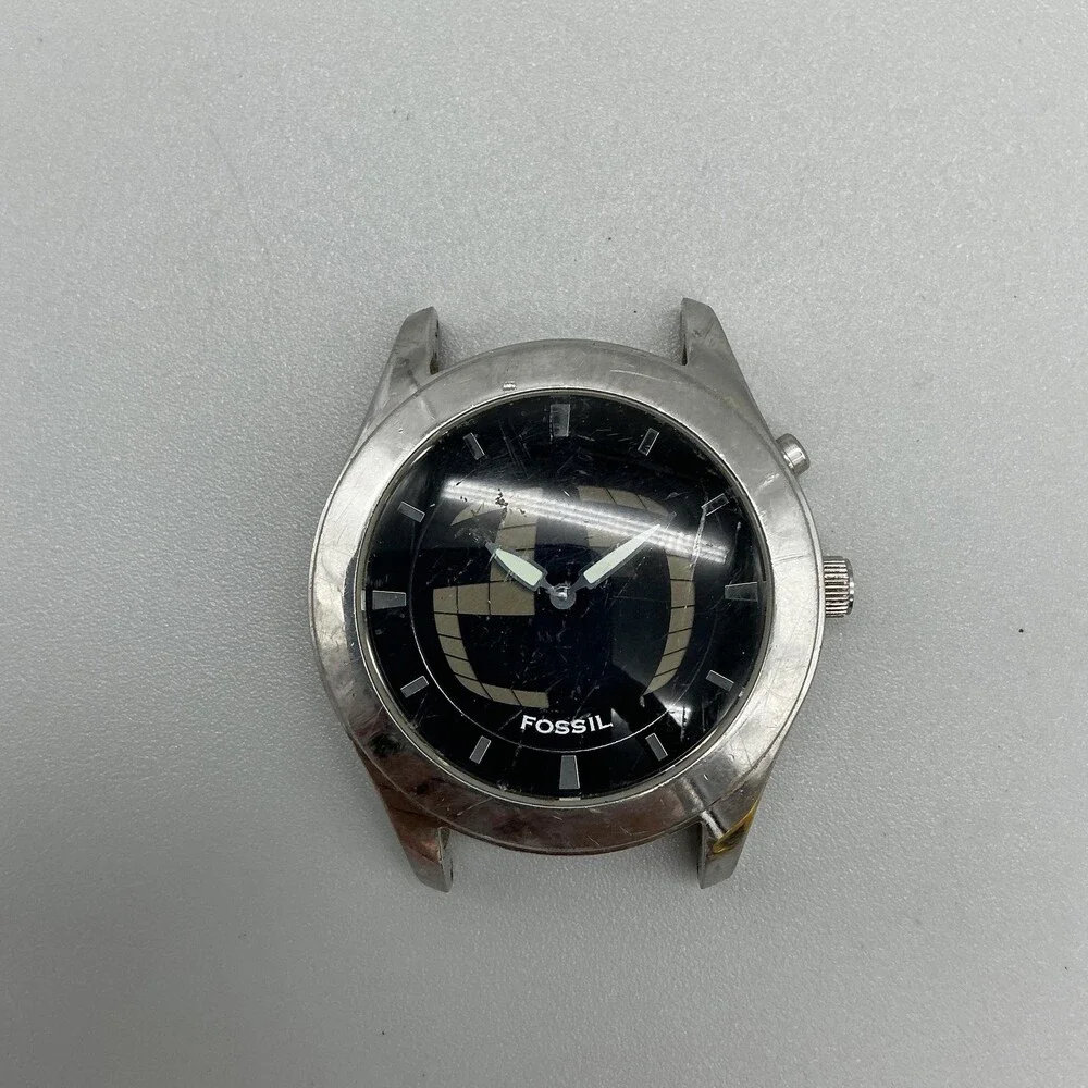 Fossil JR-8522 Mens Watch 40mm Black Dial Stainless For Parts Analog Not Running